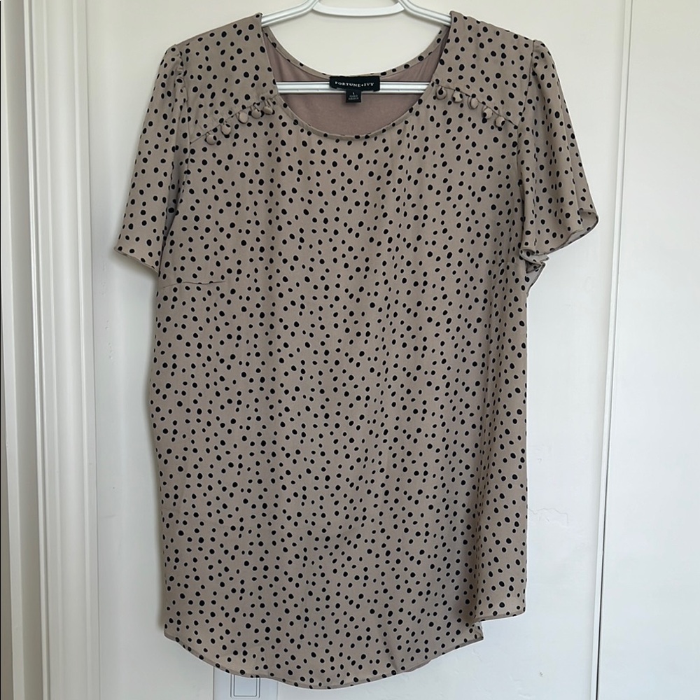 Polka Dot Short Sleeve Blouse